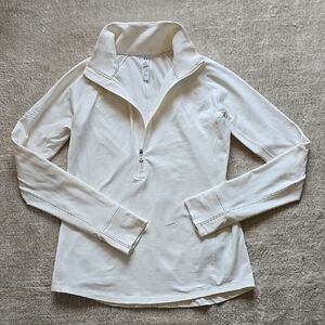 Under Armour Ivory Fitted Zip-Neck Long Sleeve Tee | Small